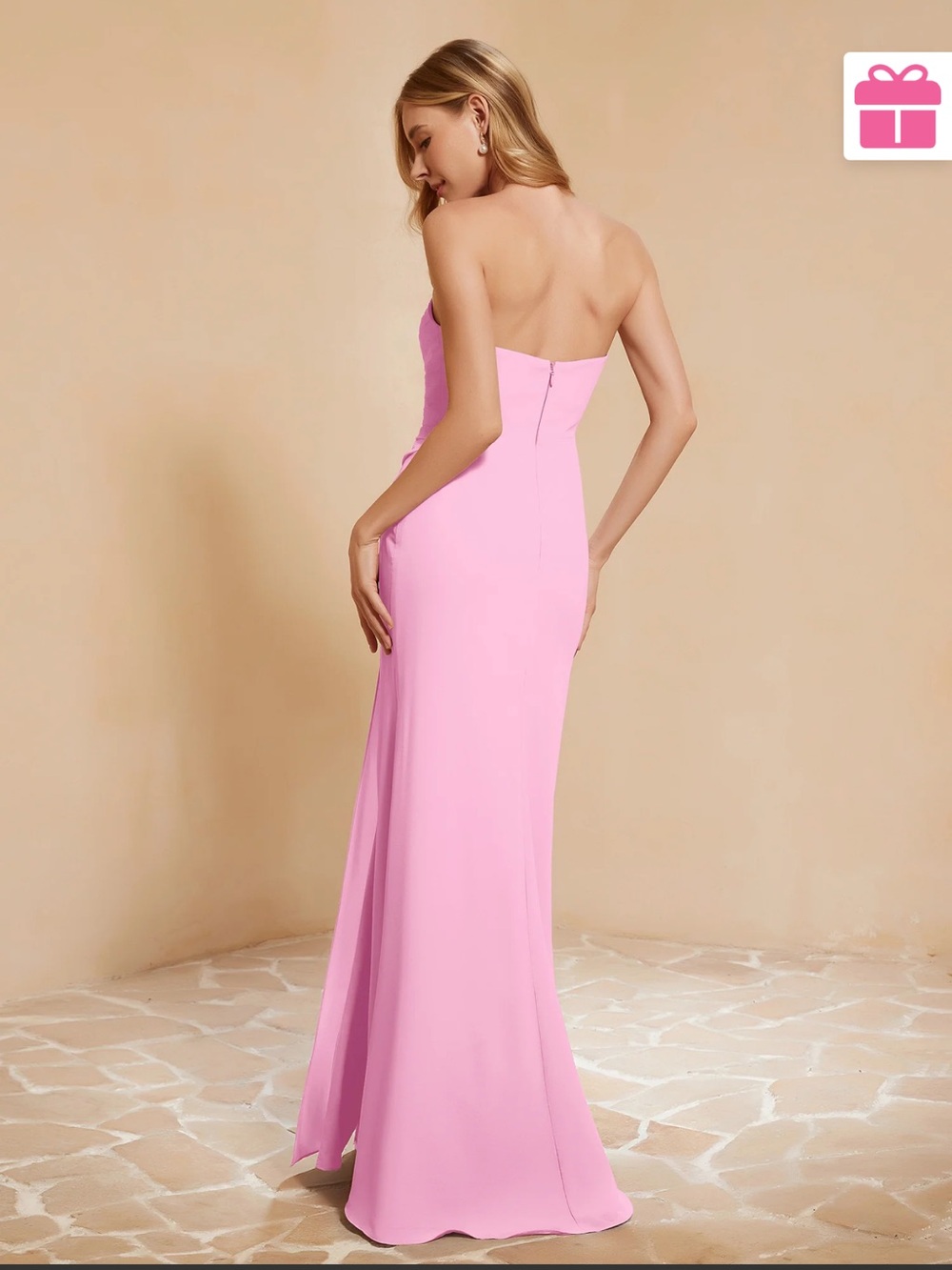 Pink Strapless Maxi Dress - Picture 3 of 3